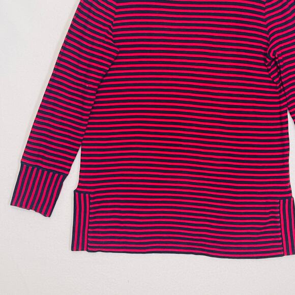 Talbots Sweater Womens Medium Red Navy Blue Striped Boat Neck Knit Top Pullover - Picture 4 of 12